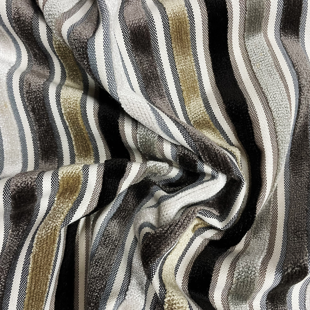 Reka Bentuk Customized Striated Cutting Pile Printed Velvet Sofa Fabric 
