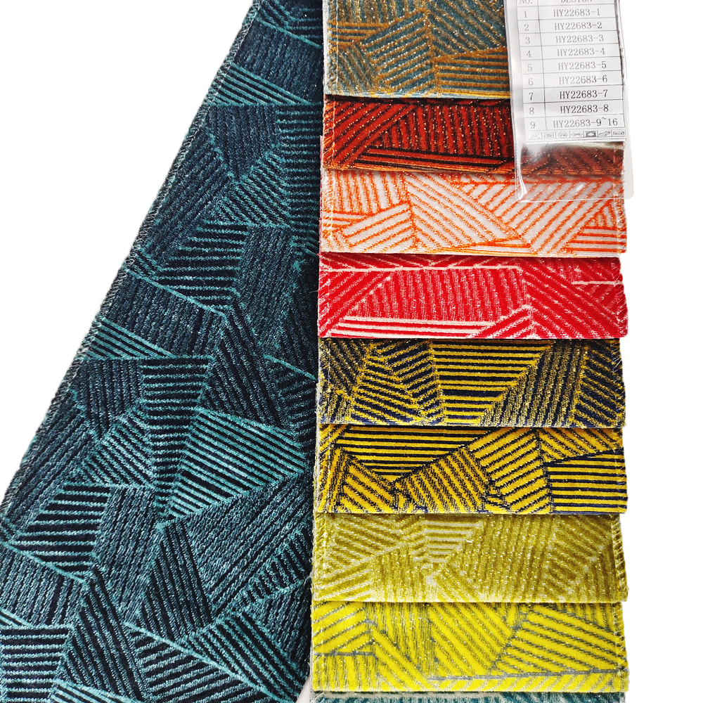 Benang poliester berkualiti tinggi yang dicelupkan jacquard cutting cerucuk kain sofa