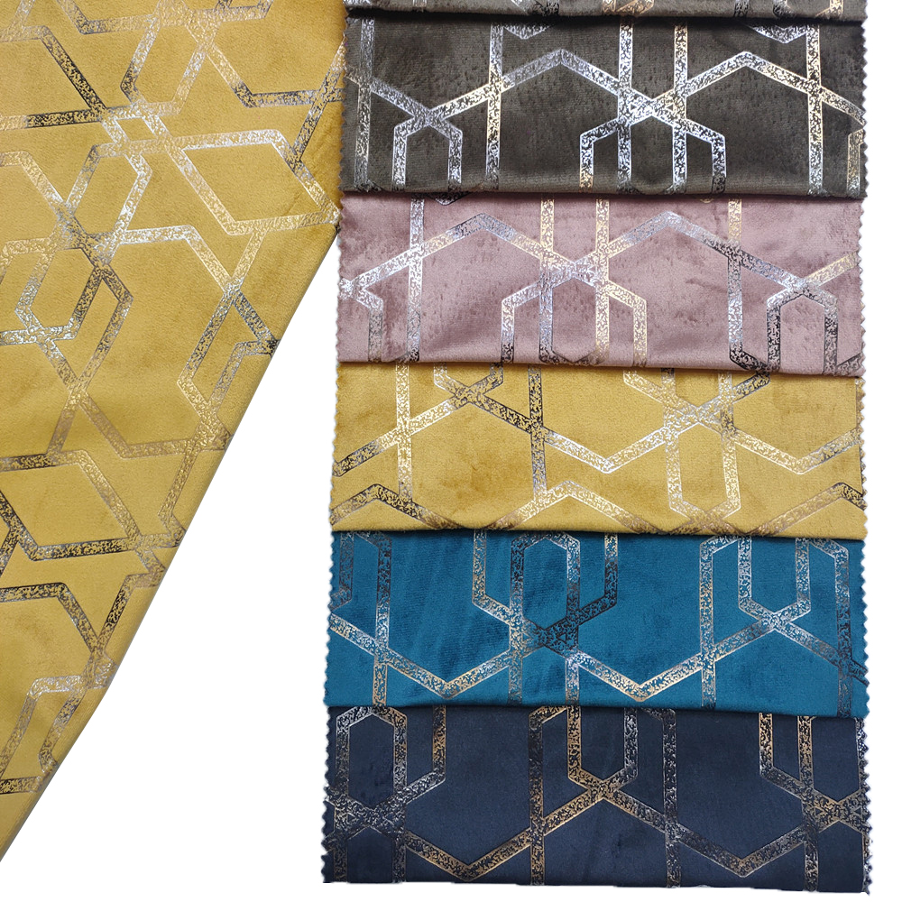 Corak geometri kreatif foil cetak holland velvet sofa fabric fabric